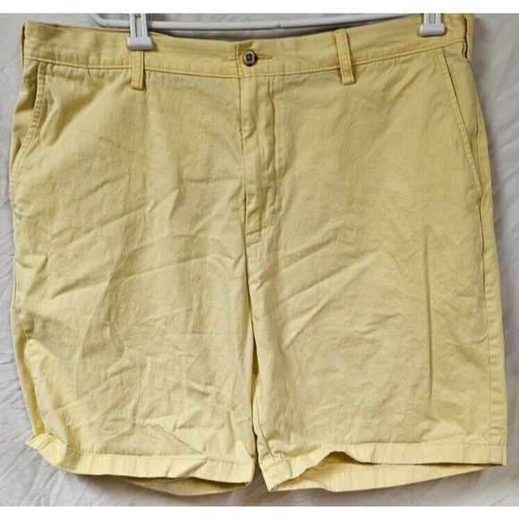 Nautica Mens 40 Yellow The Deck Classic Fit Flat Front Chino Khaki Shorts - Picture 1 of 13
